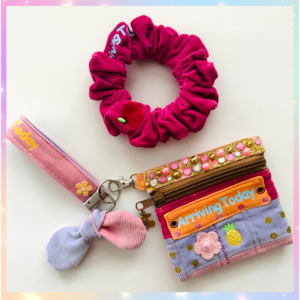 Berry Sweet Wristlet Pouch &  Scrunchies Set
